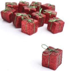 Bulk Case of 1728 Miniature Red Glitter Gift Boxes for Crafting, Holiday Decorating and Displaying