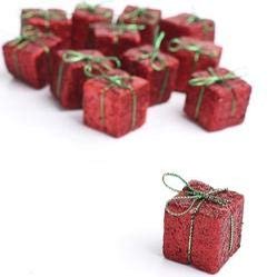 Bulk Case of 1728 Miniature Red Glitter Gift Boxes for Crafting, Holiday Decorating and Displaying
