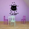 Cute Cat Love Kitty Face Animal Kitten Meow Cats Wall Sticker Art Decal for Girls Boys Room Bedroom Nursery Kindergarten House Fun Home Decor Stickers Wall Art Vinyl Decoration Size (20x18 inch) view 2