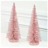 2 Pieces Pink Glittered Bottle Brush Trees for Christmas Decorating and Holiday Displays - 10 Inches High view 1