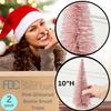 2 Pieces Pink Glittered Bottle Brush Trees for Christmas Decorating and Holiday Displays - 10 Inches High view 2