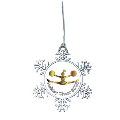 Cheer Squad Cheerleader Christmas Silver Ornament Choose Snowman Snowflake Bulb (Snowflake)