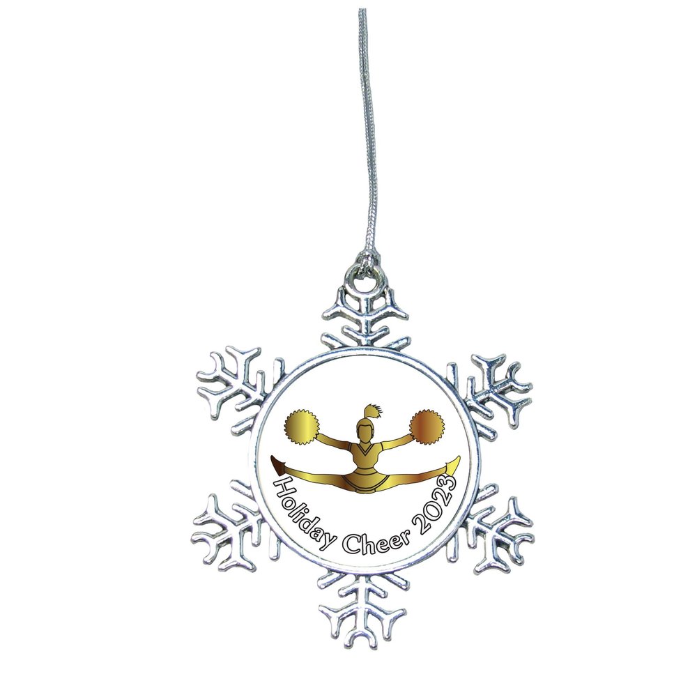 Cheer Squad Cheerleader Christmas Silver Ornament Choose Snowman Snowflake Bulb (Snowflake)