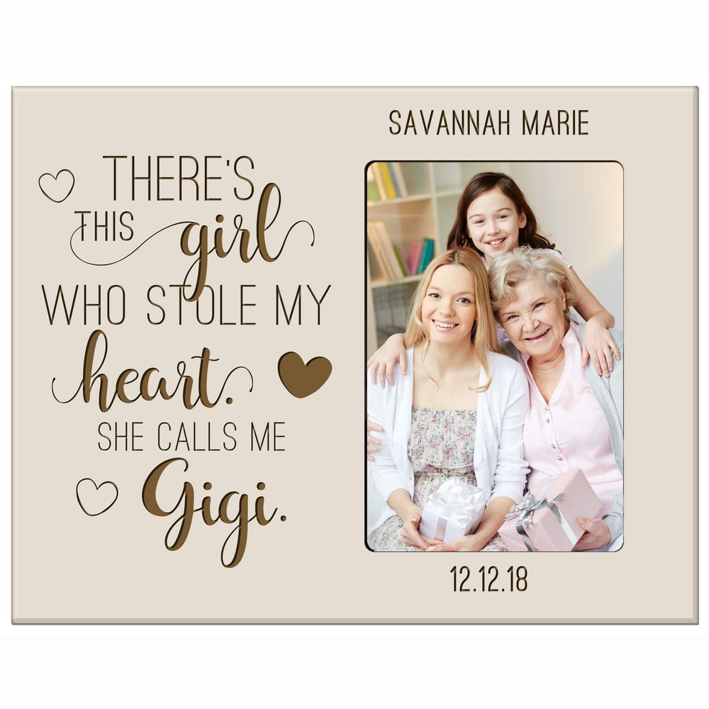 LifeSong Milestones Personalized Grandmother Gift Theres This Girl Who Stole from Grandson, Nephew, Granddaughter, Grandchildren Vertical Frame 4x6 Photo Measures 8x10 (Ivory)