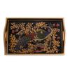 NOVICA Artisan Handmade Reversepainted Glass Tray Peacock Gold 17 in. Multicolor Tone Glasswood Peru Tableware Serveware Trays Animal Themed Birdpeacock [2.3in H x 17.25in W x 12in D] ' Peacock view 2