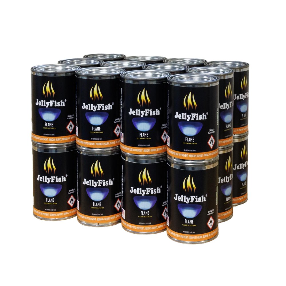 Real JellyFish Flame Premium Gel Fuel 24 Cans Indoor or Outdoor Made in USA 13oz