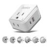 Ceptics World Power Plug Adapter Set, Dual USB & USB-C 3.1A, 20W with QC-PD, 2 USA Outlet Compact & Powerful, Use In Europe, Asia, Australia, Japan, Includes Type A, B, C, E/F, G, I SWadAPt Attachment view 1