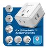 Ceptics World Power Plug Adapter Set, Dual USB & USB-C 3.1A, 20W with QC-PD, 2 USA Outlet Compact & Powerful, Use In Europe, Asia, Australia, Japan, Includes Type A, B, C, E/F, G, I SWadAPt Attachment view 3