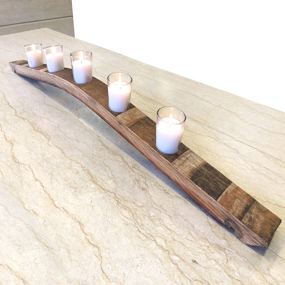Wine Barrel Stave 5-Candle Holder