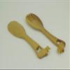 Things2Die4 Hand Carved Wood Decorative Rhinoceros Handle Salad Server Set view 2
