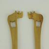 Things2Die4 Hand Carved Wood Decorative Rhinoceros Handle Salad Server Set view 3