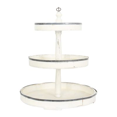 Creative Co-Op Decorative Wood & Tin 3 Tier Tray