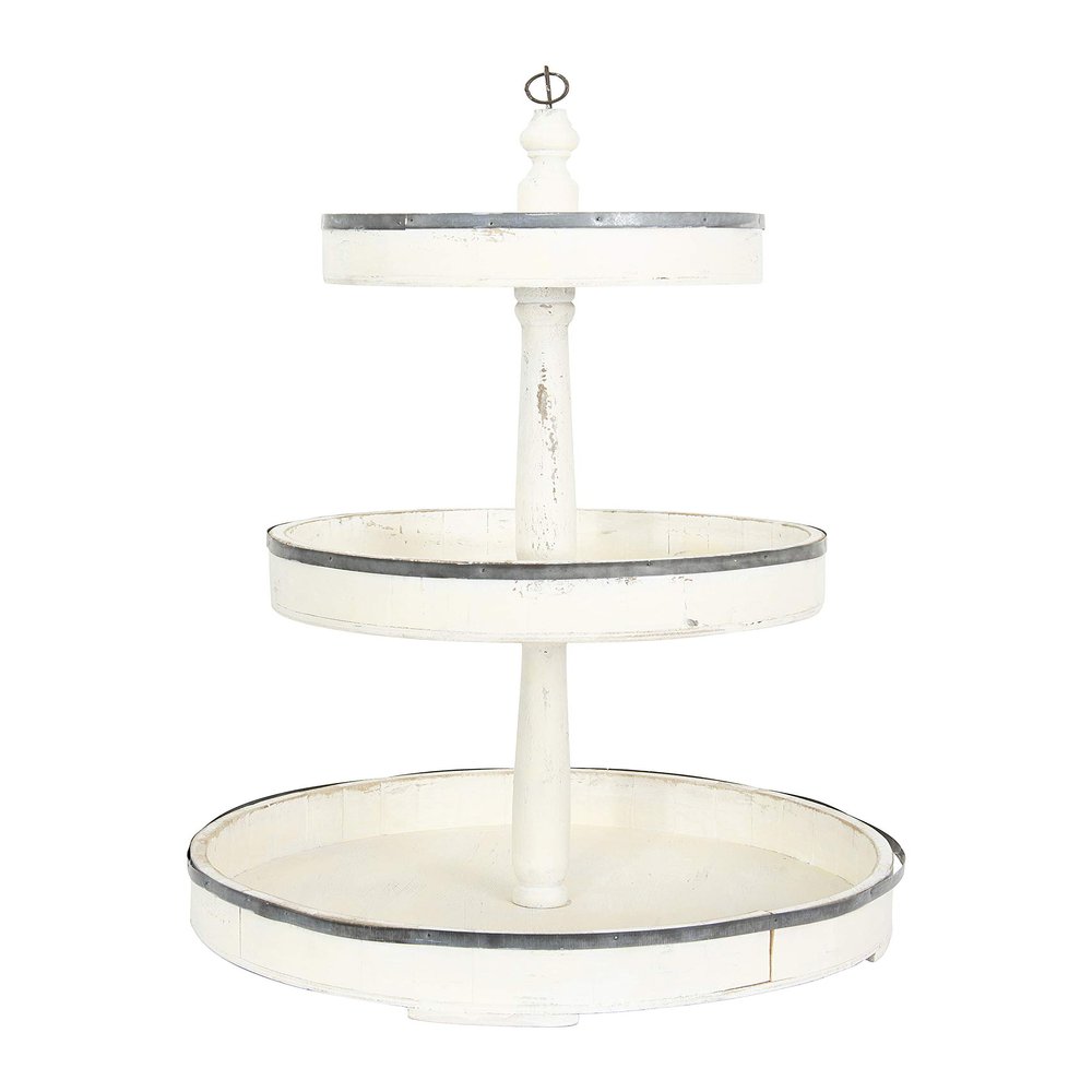 Creative Co-Op Decorative Wood & Tin 3 Tier Tray