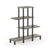Furinno Turn-N-Tube 4-Tier Design Display Rack, French Oak Grey/Black view 1