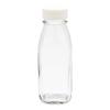 Restaurantware-French Countryside 10 Ounce Juice Bottles, 10 Square Juicing Bottles - With Tamper-Evident Caps, Reusable, Clear Glass Juicing Storage Bottle, For Smoothies, Milk, Tea, And More view 2