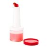 Restaurantware 0.5 qt Plastic Quick Pour Storage Container Bottle - with Red Spout and Lid - Bar Storage Bottle - 3 1/2" x 3 1/2" x 10 1/4" - 1ct Box - Bar Lux view 1