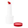 Restaurantware 0.5 qt Plastic Quick Pour Storage Container Bottle - with Red Spout and Lid - Bar Storage Bottle - 3 1/2" x 3 1/2" x 10 1/4" - 1ct Box - Bar Lux view 2