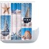 Amagical Marine Life Starfish Seashell Pattern 16 Piece Blue Bathroom Mat Set Shower Curtain Set Non Slip Bath Mat Contour Mat Toilet Cover Shower Curtain and 12 Hooks view 2
