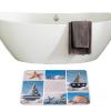 Amagical Marine Life Starfish Seashell Pattern 16 Piece Blue Bathroom Mat Set Shower Curtain Set Non Slip Bath Mat Contour Mat Toilet Cover Shower Curtain and 12 Hooks view 4