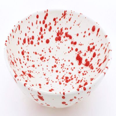 ART ESCUDELLERS Ceramic Bowl, Handmade and Handpainted in Mate RED Decoration. 11,02" x 11,02" x 3,94"