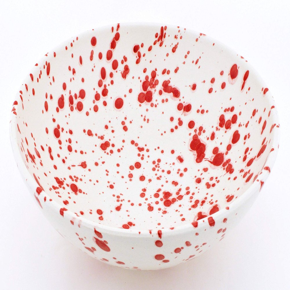 ART ESCUDELLERS Ceramic Bowl, Handmade and Handpainted in Mate RED Decoration. 11,02" x 11,02" x 3,94"