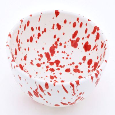 ART ESCUDELLERS Ceramic Bowl 18, Handmade and Handpainted in Mate RED Decoration. 7,09" x 7,09" x 2,95"