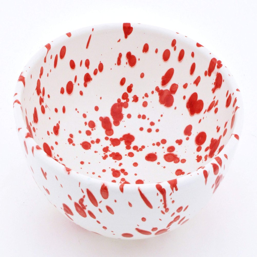 ART ESCUDELLERS Ceramic Bowl 18, Handmade and Handpainted in Mate RED Decoration. 7,09" x 7,09" x 2,95"