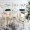 Barstools Modern Contemporary High Dinning Chair Bistro Pub Metal Counter Height Stool Velvet Upholstered Seat Kitchen Breakfast Stool with Backrest (Seat Height 17.7"~ 29.5") view 2