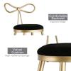 Barstools Modern Contemporary High Dinning Chair Bistro Pub Metal Counter Height Stool Velvet Upholstered Seat Kitchen Breakfast Stool with Backrest (Seat Height 17.7"~ 29.5") view 4