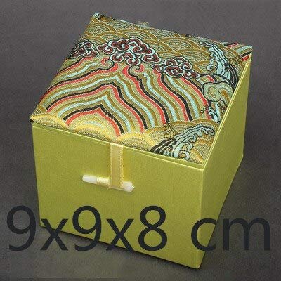QOHNK Soft Square Decorative Wood Storage Boxes High End Chinese Silk Fabric Box Jewelry Stone Crafts Gift Packaging Box Collection