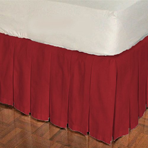 1 Piece Solid 20" Drop Multi Pleated Bed Skirt 600TC Egyptian Cotton (Burgundy, Twin XL)