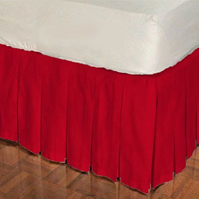 1 Piece Solid 20" Drop Multi Pleated Bed Skirt 600TC Egyptian Cotton (Red, Queen)