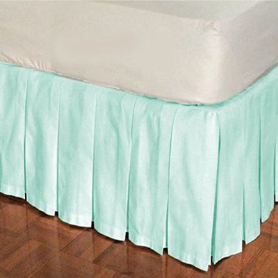 1 Piece Solid 20" Drop Multi Pleated Bed Skirt 600TC Egyptian Cotton (Aqua, Twin)