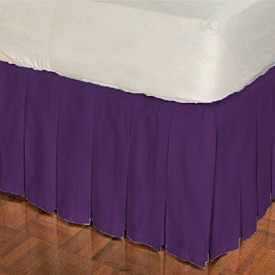 1 Piece Solid 20" Drop Multi Pleated Bed Skirt 600TC Egyptian Cotton (Purple, Queen)