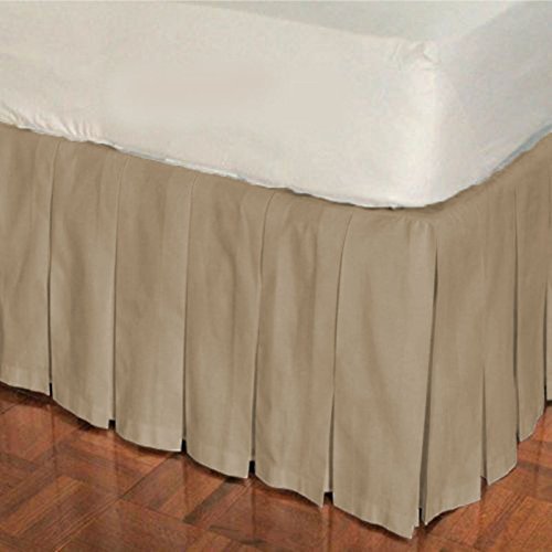 1 Piece Solid 20" Drop Multi Pleated Bed Skirt 600TC Egyptian Cotton (Taupe, Queen)
