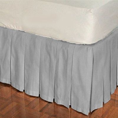 1 Piece Solid 20" Drop Multi Pleated Bed Skirt 600TC Egyptian Cotton (Light Gray, Twin XL)