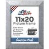 US Art Antique Silver 11x20 Picture Frame 1.25" Inch Wide - Silver Decor Handmade Frames with Preinstalled Hangers and UV Blocking Plexiglass Flat 20x11 Frame view 2