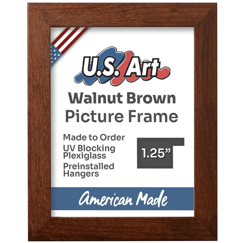 US Art 10x19 Country Walnut Brown Flat 1.25 Inch, Smooth Wrapped Finish Wood Composite Wall Decor Picture Poster Frame