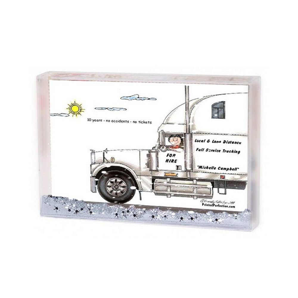 PrintedPerfection.com Personalized Friendly Folks Truck Driver, 18 Wheeler - Female MINI Snow Globe Frame Gift