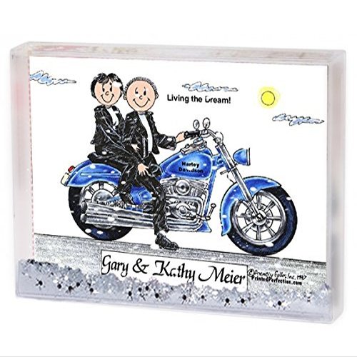 PrintedPerfection.com Personalized Friendly Folks Motorcycle - Couple MINI Snow Globe Frame Gift