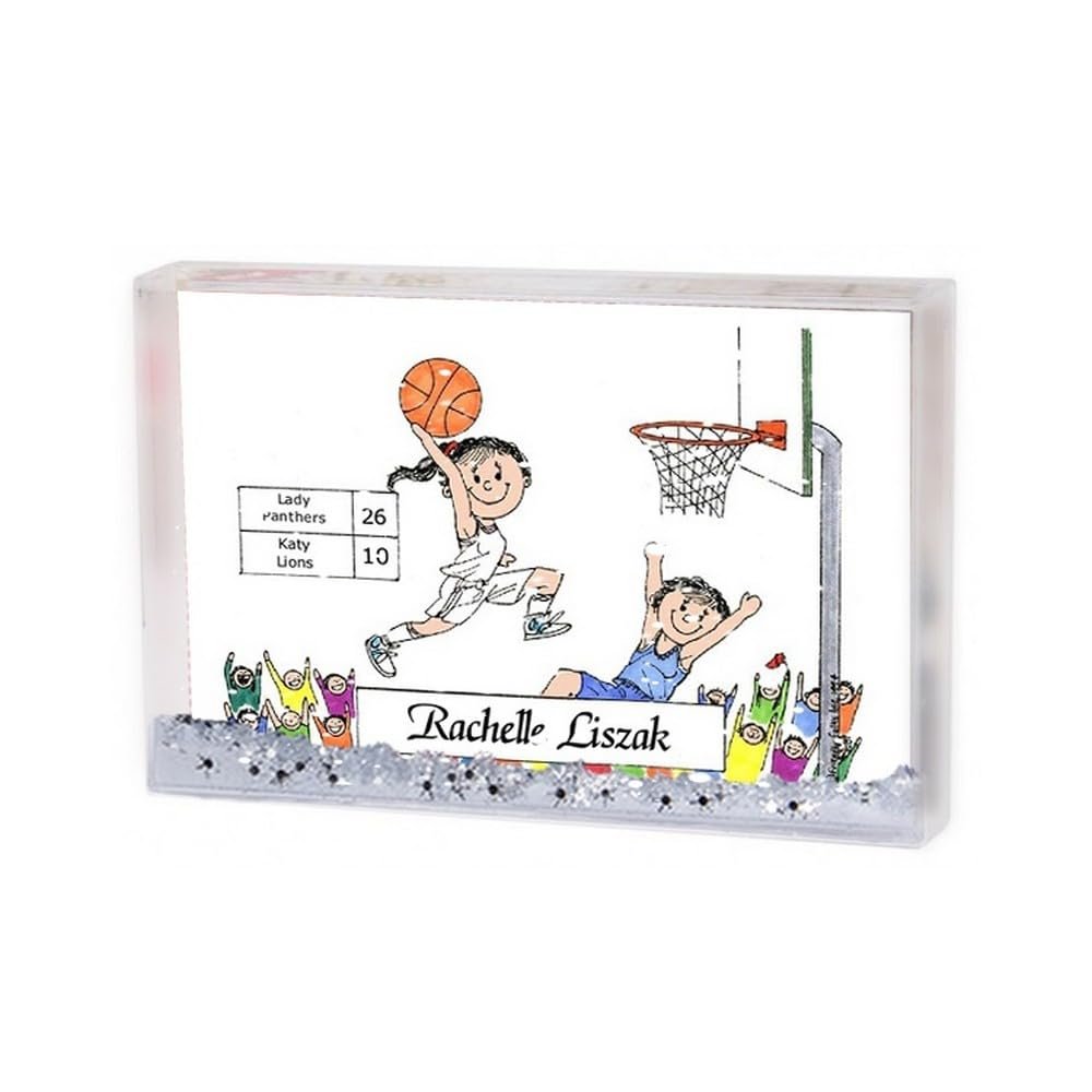 PrintedPerfection.com Personalized Friendly Folks Basketball Player - Female MINI Snow Globe Frame Gift