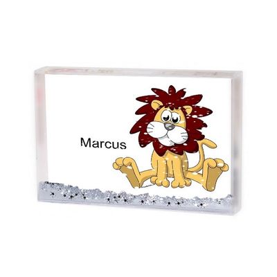 PrintedPerfection.com Personalized Friendly Folks Lion - Male MINI Snow Globe Frame Gift