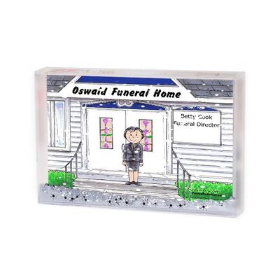 PrintedPerfection.com Personalized Friendly Folks Funeral Director - Female MINI Snow Globe Frame Gift