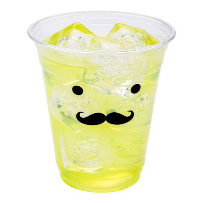 Restaurantware Visage 12 Ounce Cold Drink Cups 1000 Disposable Party Drinking Cups - Lids Sold Separately Monsieur Moustache Design Clear PET Plastic Cups For Birthday Parties Or Ceremonies