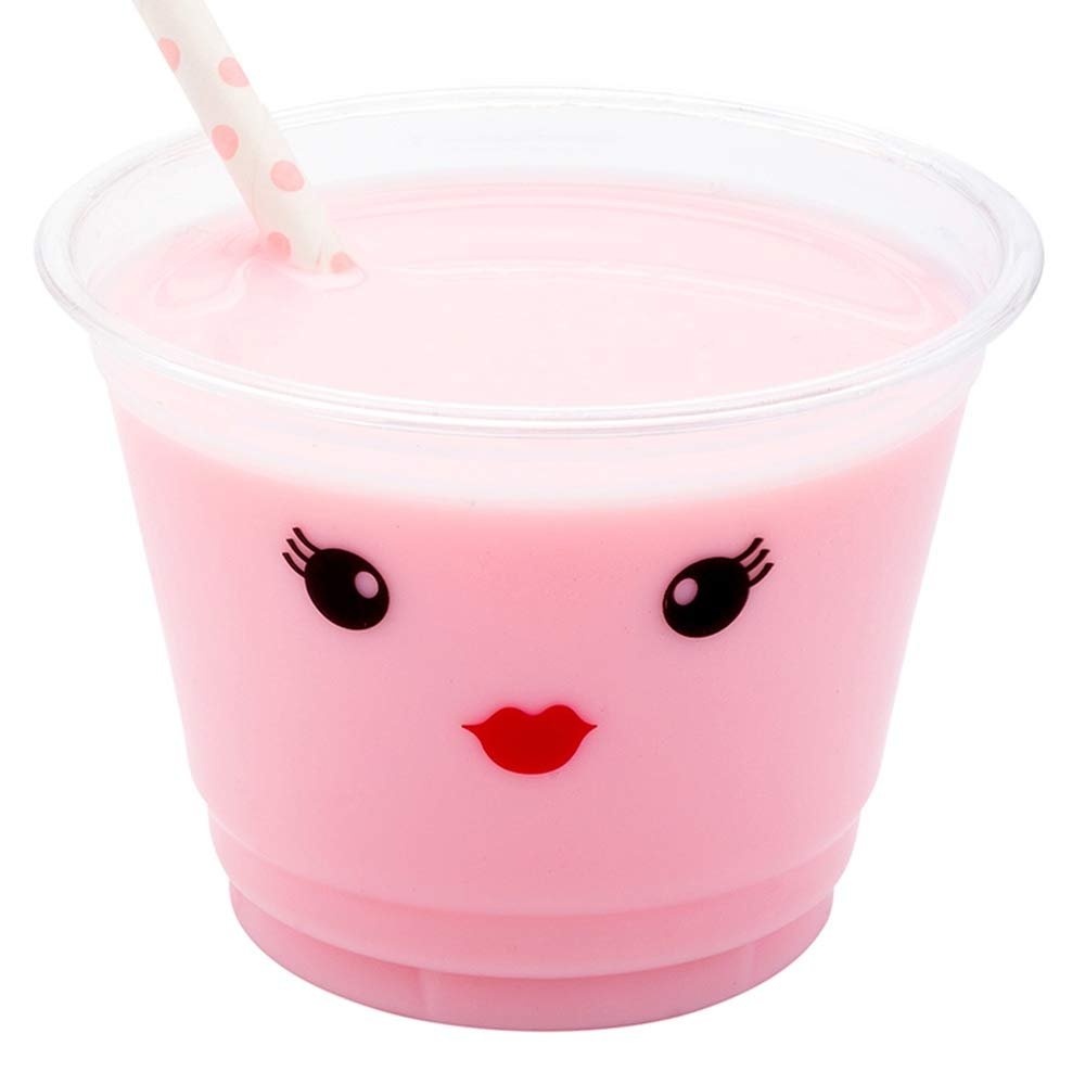 Restaurantware-9 Ounce Cold Drink Cups, 1000 Disposable Party Drinking Cups - Lids Sold Separately, Madame Red Lips and Eyelashes Design, Clear PET Plastic Cup, For Birthday Parties, Or Ceremonies