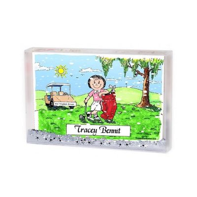 PrintedPerfection.com Personalized Friendly Folks Golfer - Female MINI Snow Globe Frame Gift