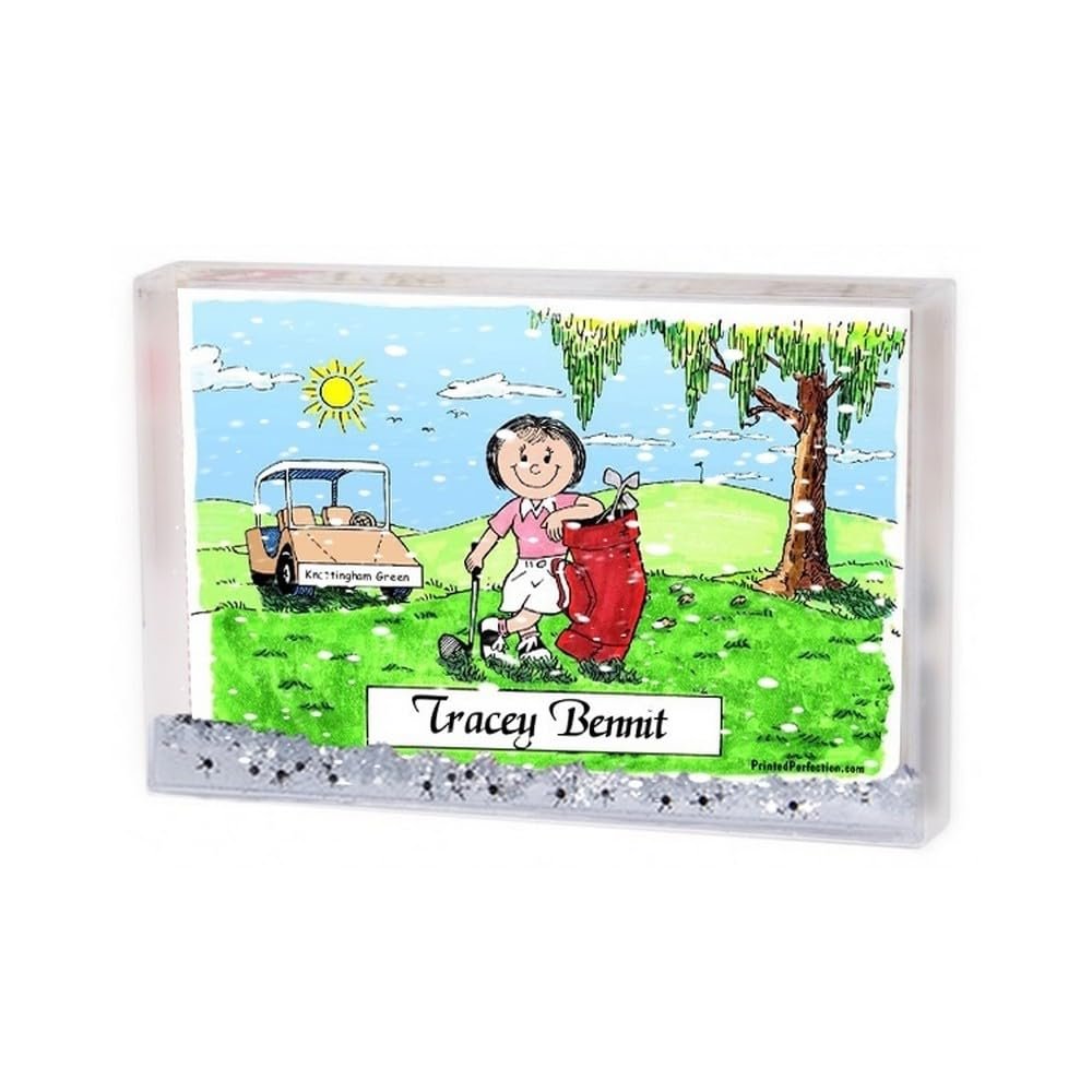 PrintedPerfection.com Personalized Friendly Folks Golfer - Female MINI Snow Globe Frame Gift