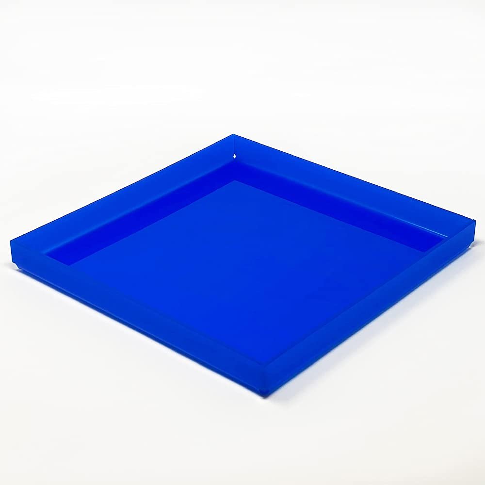 Blue Acrylic Organizer Tray, 12 x 12 Low-Profile Display & Vanity Tray BPA-Free, Bathroom, Desk, Decor & Serving (Dry Use Only) - Made in USA