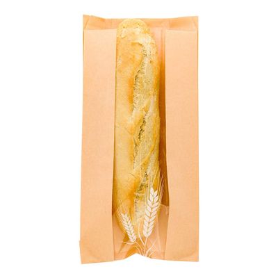 Bag Tek 5.8 x 2.8 x 11.5 Inch Bread Paper Bags, 100 Greaseproof Baguette Paper Bags - Micro Perforated, Clear Window, Brown Paper Bakery Bread Bags, Disposable, Freezable - Restaurantware