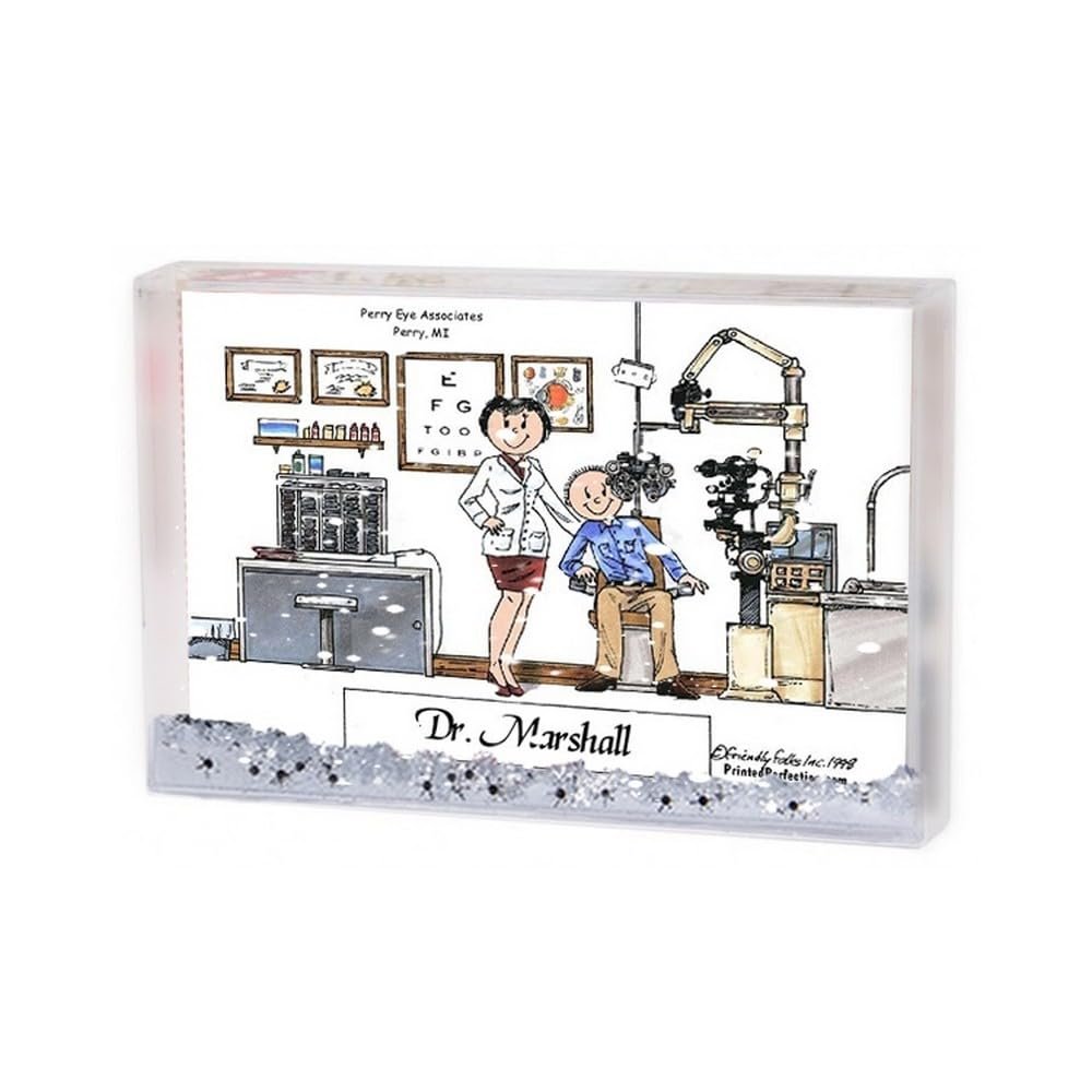 PrintedPerfection.com Personalized Friendly Folks Optometrist - Male MINI Snow Globe Frame Gift